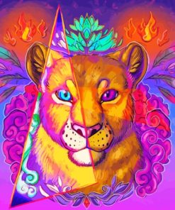 Cool Colorful Lioness Diamond Painting