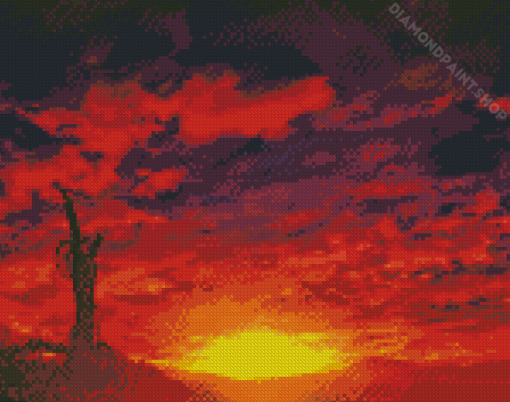 Landscape Red Sunset Diamond Painting