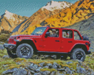Red 2018 Jeep Wrangler Diamond Painting