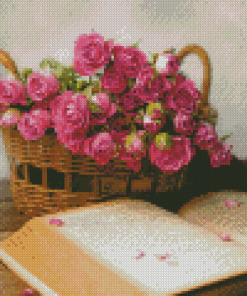 Rose Flowers In Basket Diamond Painting