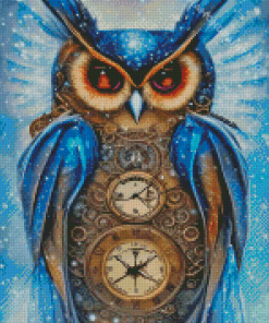 Snowy Steampunk Owl Diamond Painting
