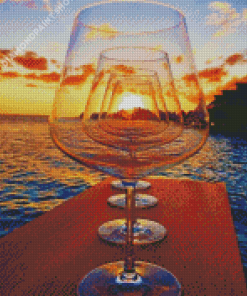 Sunset In A Wine Glasses Diamond Painting