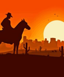 Western Desert Landscape At Sunset Diamond Painting