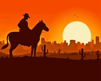 Western Desert Landscape At Sunset Diamond Painting