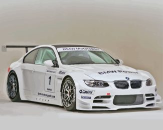 White BMW Race Car Diamond Painting