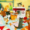 Adorable Cats In A Sewing Room Diamond Painting