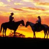 Aesthetic Western Couple Silhouette At Sunset Diamond Painting