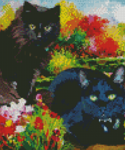 Cats In A Garden Diamond Painting