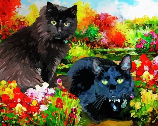 Cats In A Garden Diamond Painting