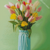 Daffodil And Tulips In Blue Vase Diamond Painting
