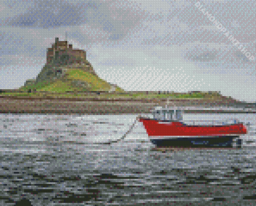 Holy Island Lindisfarne Castle And Boat Diamond Painting