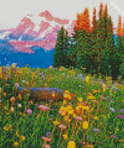 Meadow With Flowers Landscape Diamond Painting