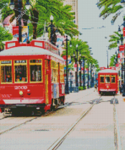 New Orleans Red Public Tram Diamond Painting