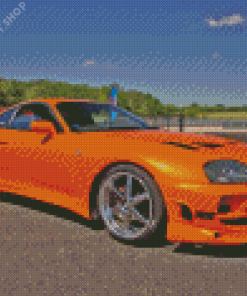 Orange Toyota Supra Mk4 Car Diamond Painting