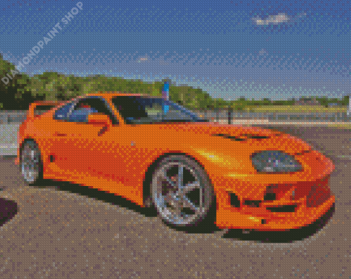 Orange Toyota Supra Mk4 Car Diamond Painting