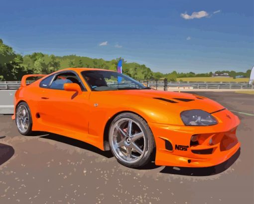 Orange Toyota Supra Mk4 Car Diamond Painting