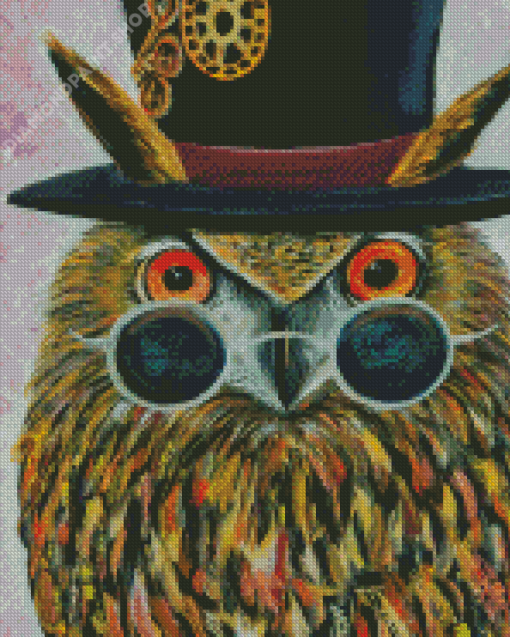 Owl With Top Hat Diamond Painting