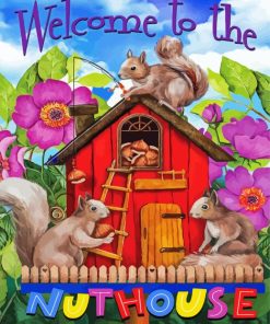 Spring Nuthouse Squirrels Diamond Painting