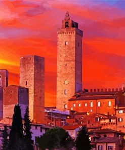 Sunset At San Gimignano Diamond Painting