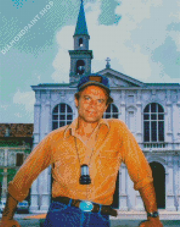 Handsome Terence Hill Actor With Yellow Tshirt By Diamond Painting