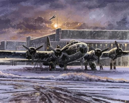 The Memphis Belle Aiplane In Snow Diamond Painting