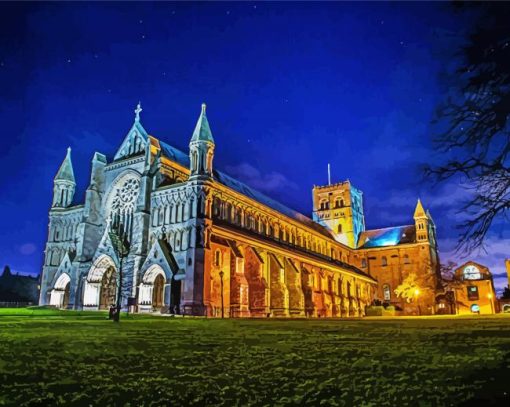 The St Albans Cathedral At Night Diamond Painting