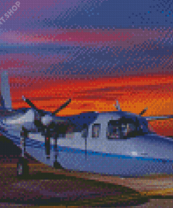 Twin Commander Aircraft At Sunset Diamond Painting