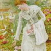 Young Woman Picking Flowers Diamond Painting