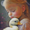 Adorable Girl And Duck Diamond Painting