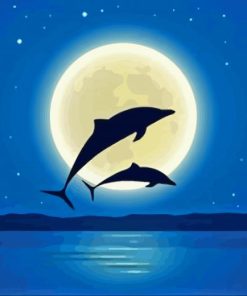 Aesthetic Dolphins At Night Diamond Painting