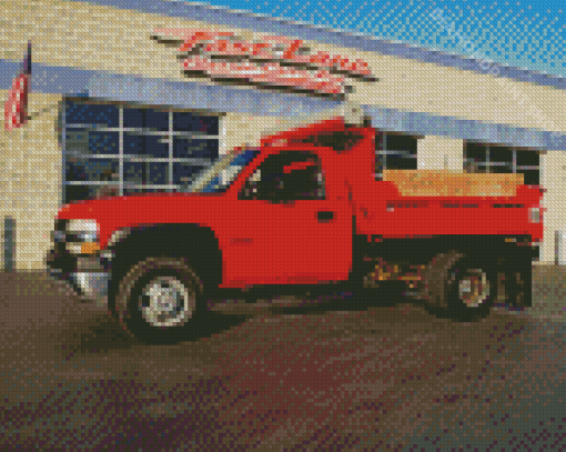 Chevrolet Red Dump Truck Diamond Painting