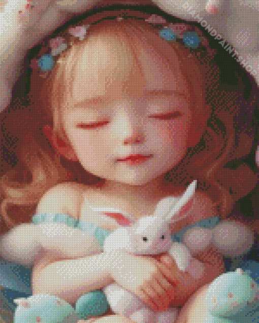 Girl And Bunny Diamond Painting