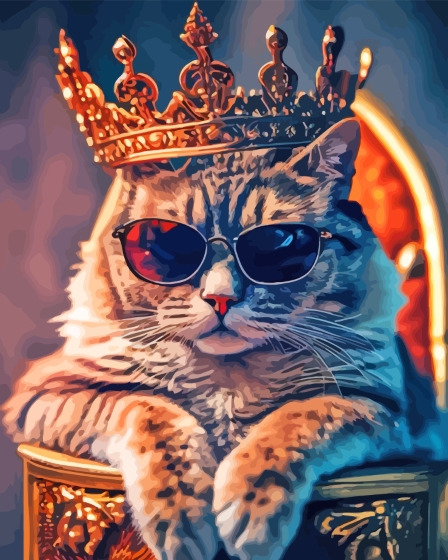 King Cat With Glasses Diamond Painting