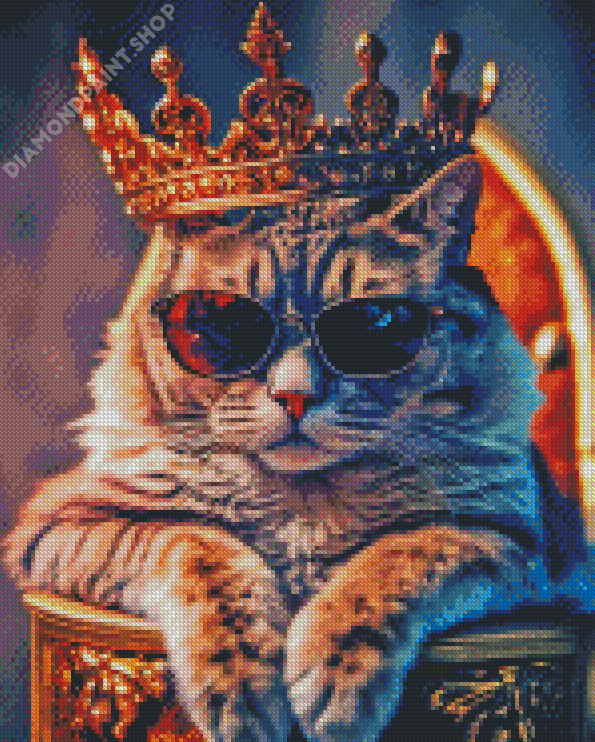King Cat With Glasses Diamond Painting