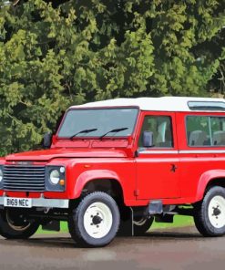 Red Land Rover Jeep Car Diamond Painting