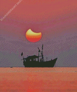 Sunset Sail Boat Diamond Painting
