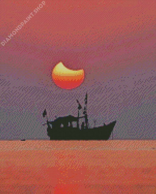 Sunset Sail Boat Diamond Painting