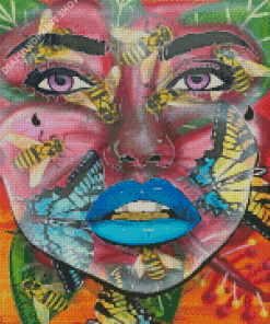Graffiti Face With Bees And Butterflies Diamond Painting