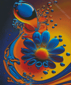 Blue And Orange Flower Diamond Painting