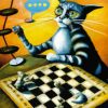 Cat Playing Chess Diamond Painting