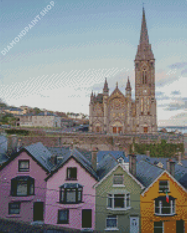 Cobh Ireland Deck Of Card Houses And Cathedral Diamond Painting