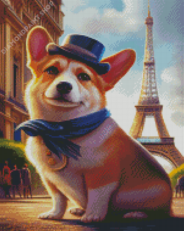 Dog In Paris Diamond Painting
