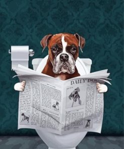 Dog Reading News Diamond Painting