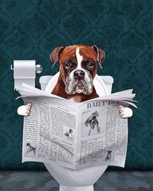 Dog Reading News Diamond Painting