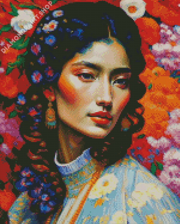 Lady And Floral Diamond Painting