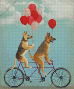 Tandem Bike Dogs Diamond Painting