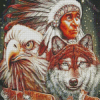 Aesthetic Wolf And Indian Chief Diamond Painting