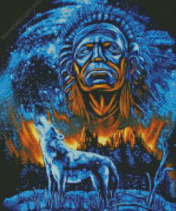 Wolf And Indian Chief Diamond Painting