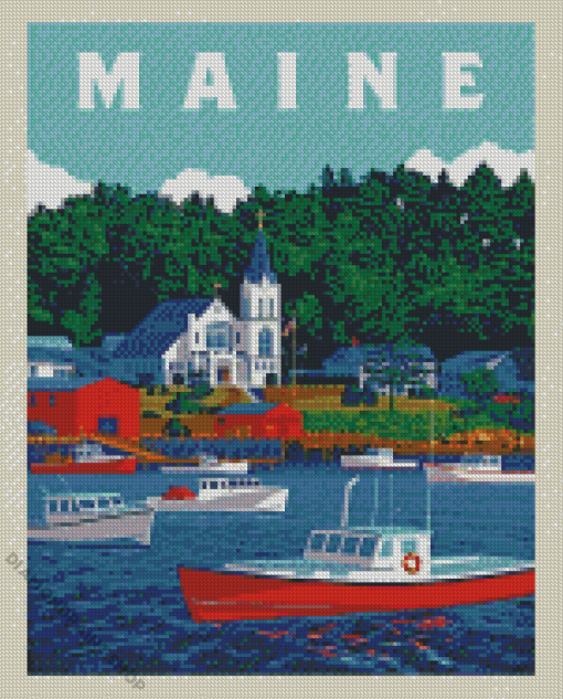 Boothbay Harbor Maine Poster Diamond Painting