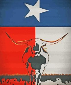 Texas Longhorn Flag Poster Diamond Painting